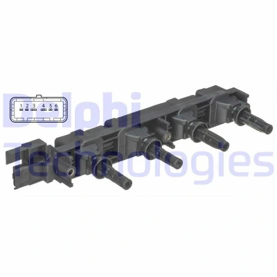 Billede af DELPHI GN10502 12B1 Tændspole 6 12 PEUGEOT: 206 Hatchback, 307 407 SW, CITROËN: C4 I Hatchback