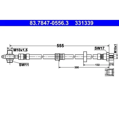 Billede af ATE 83.7847 0556.3 Bremseslange 555 M10x1