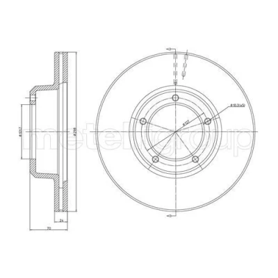 Billede af METELLI 23 0237 Bremseskiver 298,0 24,0 5 101,6 ventileret LAND ROVER: Defender SUV, Range Rover 2, Discovery 1