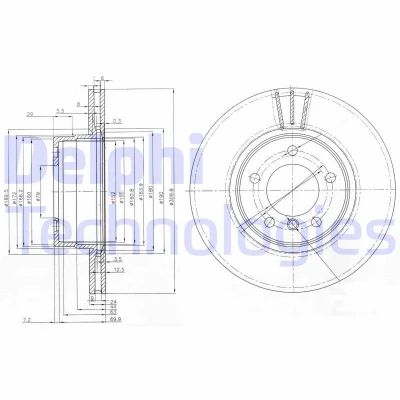 Billede af DELPHI BG3870 Bremseskiver 310 24 5 ventileret olieret ubehandlet uden hjullejer, ABS sensorring BMW: Touring, Sedan