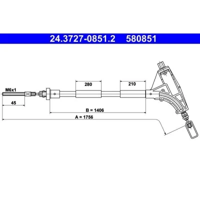 Billede af ATE 24.3727 0851.2 Håndbremsekabel 1756 PEUGEOT: 406 Sedan