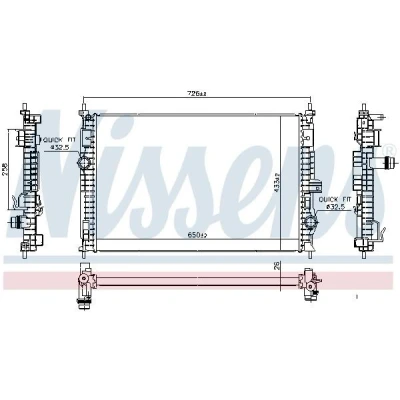 Billede af NISSENS 606342 Radiator Aluminium 650 433 26 Loddet køleripper