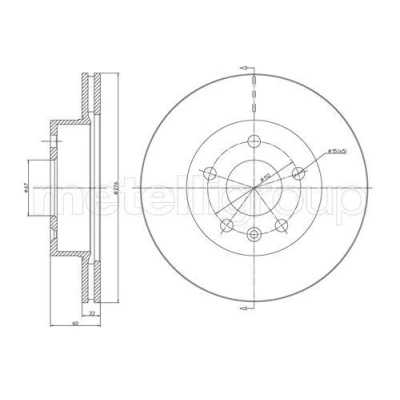 Billede af METELLI 23 0416 Bremseskiver 276,0 22,0 5 67,0 ventileret MERCEDES BENZ: Vito Bus, Van