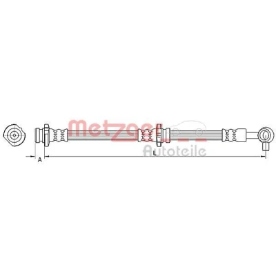 Billede af METZGER 4110848 Bremseslange 625 M10 x 1 NISSAN: Qashqai 2, / Qashqai+2 I