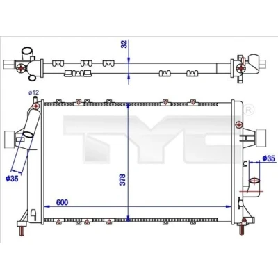 Billede af TYC 725 0039 R Radiator 600 378 32 Mekanisk fuget køleripper OPEL: Astra G Caravan, CC, Sedan