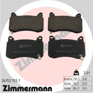 Billede af ZIMMERMANN 26152.155.1 Bremseklodser med akustisk advarsel for slid Billede svarer til leveringsomfang TESLA: Model 3, Y
