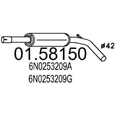 Billede af MTS 01.58150 Midterste Lyddæmper 1010 VOLKSWAGEN: Polo III Hatchback