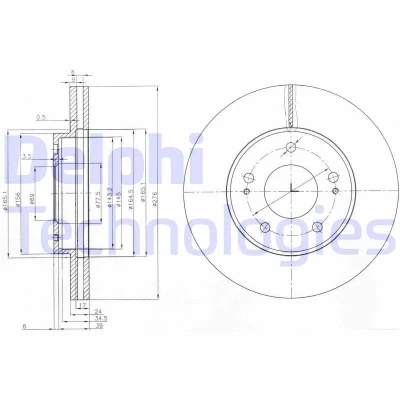 Billede af DELPHI BG3848 Bremseskiver 276 24 5 ventileret olieret ubehandlet uden hjullejer, ABS sensorring