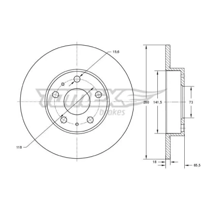 Billede af TOMEX brakes TX 73 46 Bremseskiver foraksel 280 18 5 118 fuldstændigt lakeret FIAT: Ducato II Ladvogn/Chassis, Bus