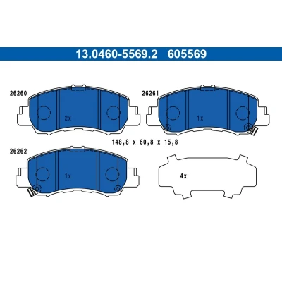 Billede af ATE 13.0460 5569.2 Bremseklodser med akustisk advarsel for slid MITSUBISHI: Eclipse Cross (GK_) 1.5 T Mivec 4WD, Mivec, 1.5, 4WD