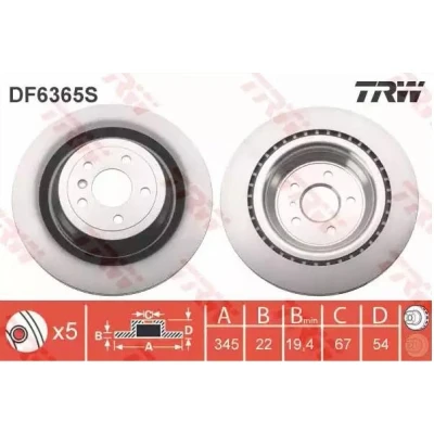 Billede af TRW DF6365S Bremseskiver 345 22 5 112 ventileret lakeret højkarboniseret MERCEDES BENZ: GLE SUV, ML klasse, GL