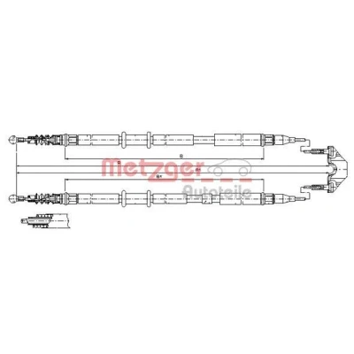 Billede af METZGER 11.5952 Håndbremsekabel bag 1643/1460+1675/1491 Skivebremse COFLE OPEL: Astra H TwinTop, Hatchback, GTC