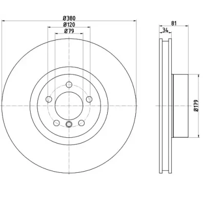 Billede af VAICO V48 80008 Bremseskiver foraksel 380 34 5 120 ventileret Original Quality LAND ROVER: Range Rover 3