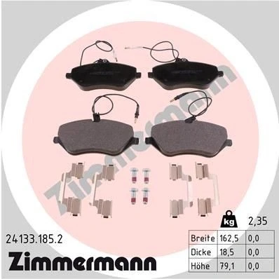 Billede af ZIMMERMANN 24133.185.2 Bremseklodser Inkl. slidadvarselskontakt med skruer Billede svarer til leveringsomfang, fjeder PEUGEOT: 407 SW, Sedan