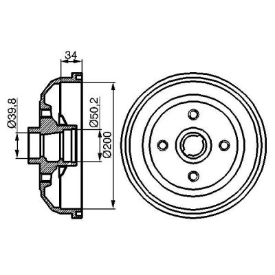 Billede af BOSCH 0 986 477 056 Bremsetromler uden ABS sensorring 228 bagaksel OPEL: Corsa B Hatchback