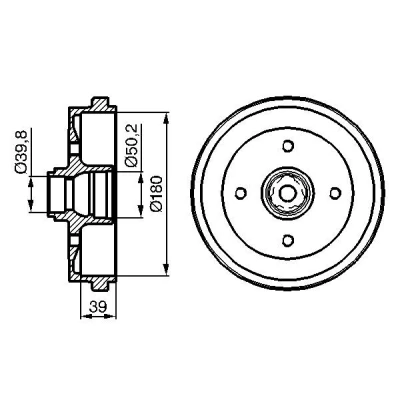 Billede af BOSCH 0 986 477 111 Bremsetromler med hjulleje 211 bagaksel VOLKSWAGEN: GOLF 2, 1 Cabriolet,
