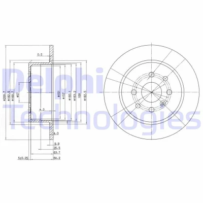 Billede af DELPHI BG3141 Bremseskiver 270 10 4 fuldstændigt olieret ubehandlet uden hjullejer, ABS sensorring OPEL: Vectra B Sedan