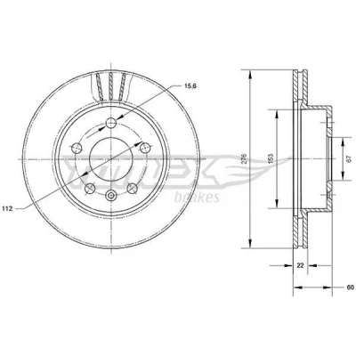 Billede af TOMEX brakes TX 70 52 Bremseskiver foraksel 276 22 5 112 ventileret lakeret MERCEDES BENZ: Vito Bus, Van