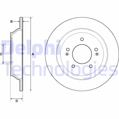 Billede af DELPHI BG4708C Bremseskiver 284 10 5 fuldstændigt coatet ubehandlet uden hjullejer, ABS sensorring HYUNDAI: Kona SUV, KIA: CARENS 4