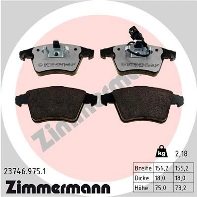 Billede af ZIMMERMANN 23746.975.1 Bremseklodser Inkl. slidadvarselskontakt Billede svarer til leveringsomfang VOLKSWAGEN: Multivan 5 (7HM, Transporter