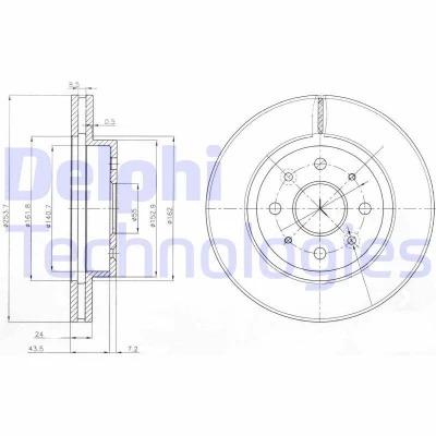 Billede af DELPHI BG4019 Bremseskiver 254 24 4 ventileret olieret ubehandlet uden hjullejer, ABS sensorring KIA: Rio I Stationcar