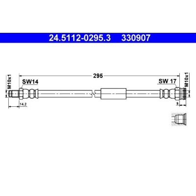 Billede af ATE 24.5112 0295.3 Bremseslange 295 M10x1