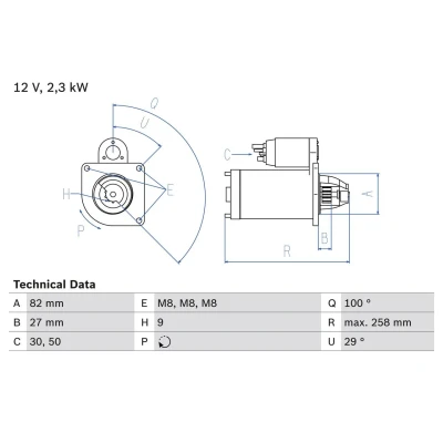 Billede af BOSCH 0 986 018 950 Starter 12 2,3 9 IVECO: DAILY 6 , 4 Kasten/Kombi