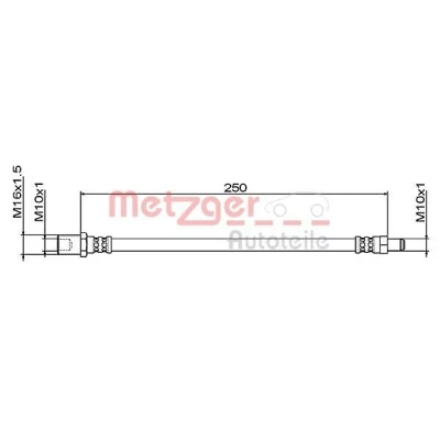 Billede af METZGER 4111496 Bremseslange 250 M10x1 IVECO: DAILY 3