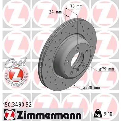 Billede af ZIMMERMANN SPORT COAT Z 150.3490.52 Bremseskiver 330 24 6/5 5 120 indvendigt ventileret, hullet coatet højkarboniseret BMW: Z4 Roadster