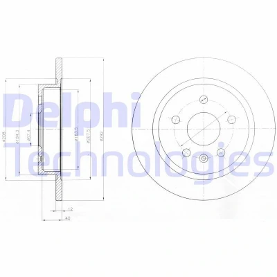 Billede af DELPHI BG4188 Bremseskiver 292 12 5 fuldstændigt olieret ubehandlet uden hjullejer, ABS sensorring OPEL: Insignia A Sedan