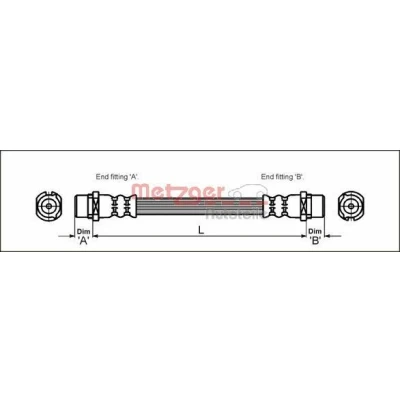 Billede af METZGER 4112824 Bremseslange 197 M10 x 1 OPEL: Corsa C Hatchback