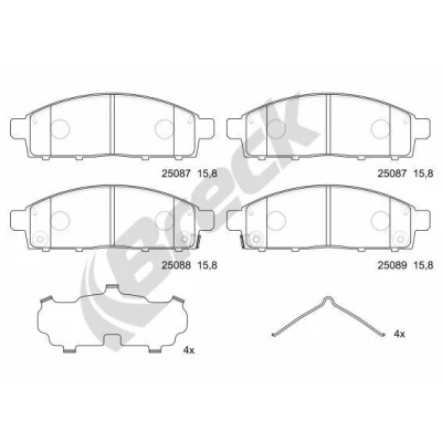 Billede af BRECK 25087 00 701 Bremseklodser med akustisk advarsel for slid anti knirke plade tilbehør NISSAN: NV200 / Evalia Bus