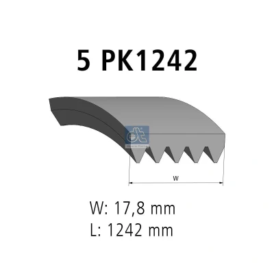 Billede af DT Spare Parts 6.31507 Kileribberem 1242 5 HYUNDAI: i20 I Hatchback, i10 I, SAAB: 9 Stationcar, 3 Sedan, MITSUBISHI: ASX SUV