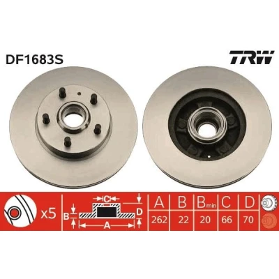 Billede af TRW DF1683S Bremseskiver 262 22 5 108 ventileret lakeret VOLVO: 740 Sedan, Stationcar
