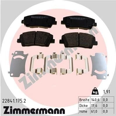 Billede af ZIMMERMANN 22841.175.2 Bremseklodser med akustisk advarsel for slid Billede svarer til leveringsomfang, glideplade