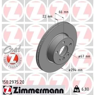 Billede af ZIMMERMANN 150.2975.20 Bremseskiver 294 22 6/5 5 112 indvendigt ventileret coatet højkarboniseret BMW: 3 Sedan