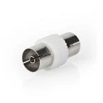 Billede af Satellit &amp; Antenne adapter Coax Hun Nikkelplateret 75 Ohm Lige Metal / Plastik Hvid 1 stk. Box