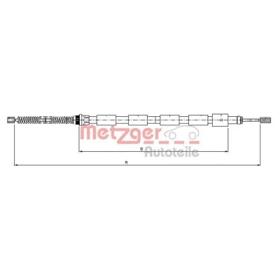 Billede af METZGER 10.602 Håndbremsekabel bagved til venstre 1372/1086 COFLE PEUGEOT: 205 II Hatchback