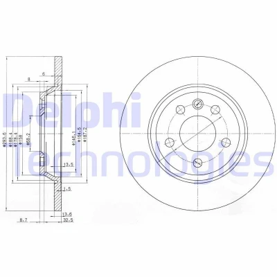 Billede af DELPHI BG3518 Bremseskiver 294 14 5 fuldstændigt olieret ubehandlet uden hjullejer, ABS sensorring VOLKSWAGEN: Transporter 4 Bus,