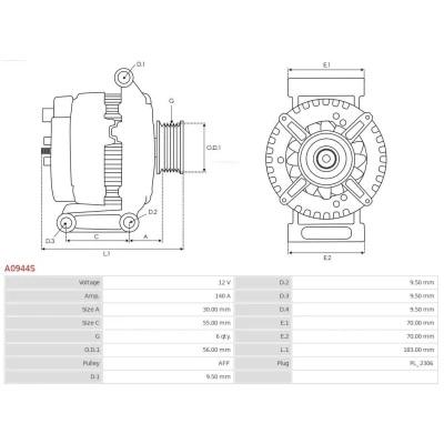 Billede af AS PL A0944S Generator 12V 140A VOLKSWAGEN: Passat B8 Sedan, Variant, Polo VI