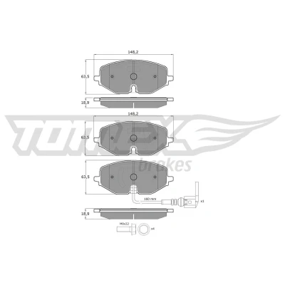 Billede af TOMEX brakes TX 60 09 Bremseklodser foraksel Inkl. slidadvarselskontakt SEAT: Leon IV Sportstourer, SKODA: Octavia Combi