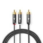 Billede af Subwoofer kabel RCA Hanstik 2x Guldplateret 3.00 m Runde 4.5 mm Grå / Metal Cover Window Box