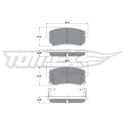 Billede af TOMEX brakes TX 15 80 Bremseklodser bagaksel med akustisk advarsel for slid KIA: Picanto II, I, HYUNDAI: i10 II Sedan