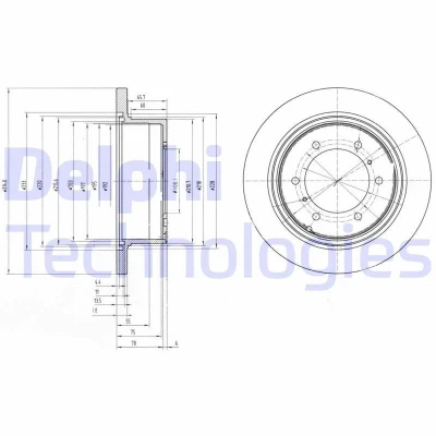 Billede af DELPHI BG3105 Bremseskiver 315 18 6 fuldstændigt olieret ubehandlet uden hjullejer, ABS sensorring MITSUBISHI: PAJERO 2, 2 Canvas Top