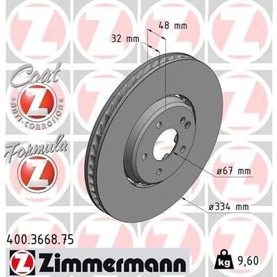 Billede af ZIMMERMANN FORMULA Z COAT 400.3668.75 Bremseskiver 334 32 6/5 5 112 ventileret, todelt bremseskive coatet legeret MERCEDES BENZ: C klasse Sedan