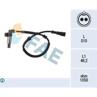 Billede af FAE 78002 ABS Sensor Bagaksel højre Induktiv 2 510 RENAULT: Megane 1 Cabriolet, I Grandtour