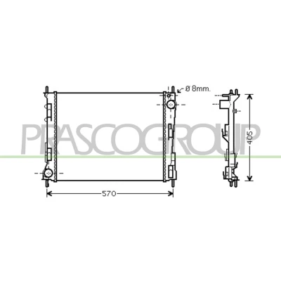 Billede af PRASCO RN025R009 Radiator Aluminium 496mm 415mm 18mm Mekanisk fuget køleripper RENAULT: TWINGO 2