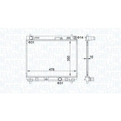 Billede af MAGNETI MARELLI 350213208200 Radiator 350 478 16 Loddet køleripper