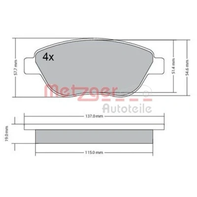 Billede af METZGER 1170614 Bremseklodser foraksel med akustisk advarsel for slid bremsecaliperskruer, anti knirke plade OPEL: Corsa D Hatchback