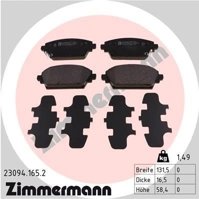 Billede af ZIMMERMANN 23094.165.2 Bremseklodser med akustisk advarsel for slid Billede svarer til leveringsomfang NISSAN: Primera Stationcar, Hatchback
